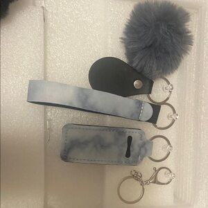 Stylish Blue and Black Keychain Set